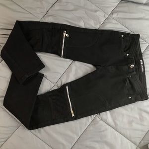 Skinny Biker Jeans With Zippers
